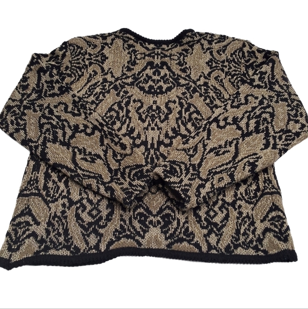 ✨2/$25~Highgate Ltd VTG 80s Button Up Knit Cardigan~Black Gold~Formalwear~SM P - Picture 5 of 8